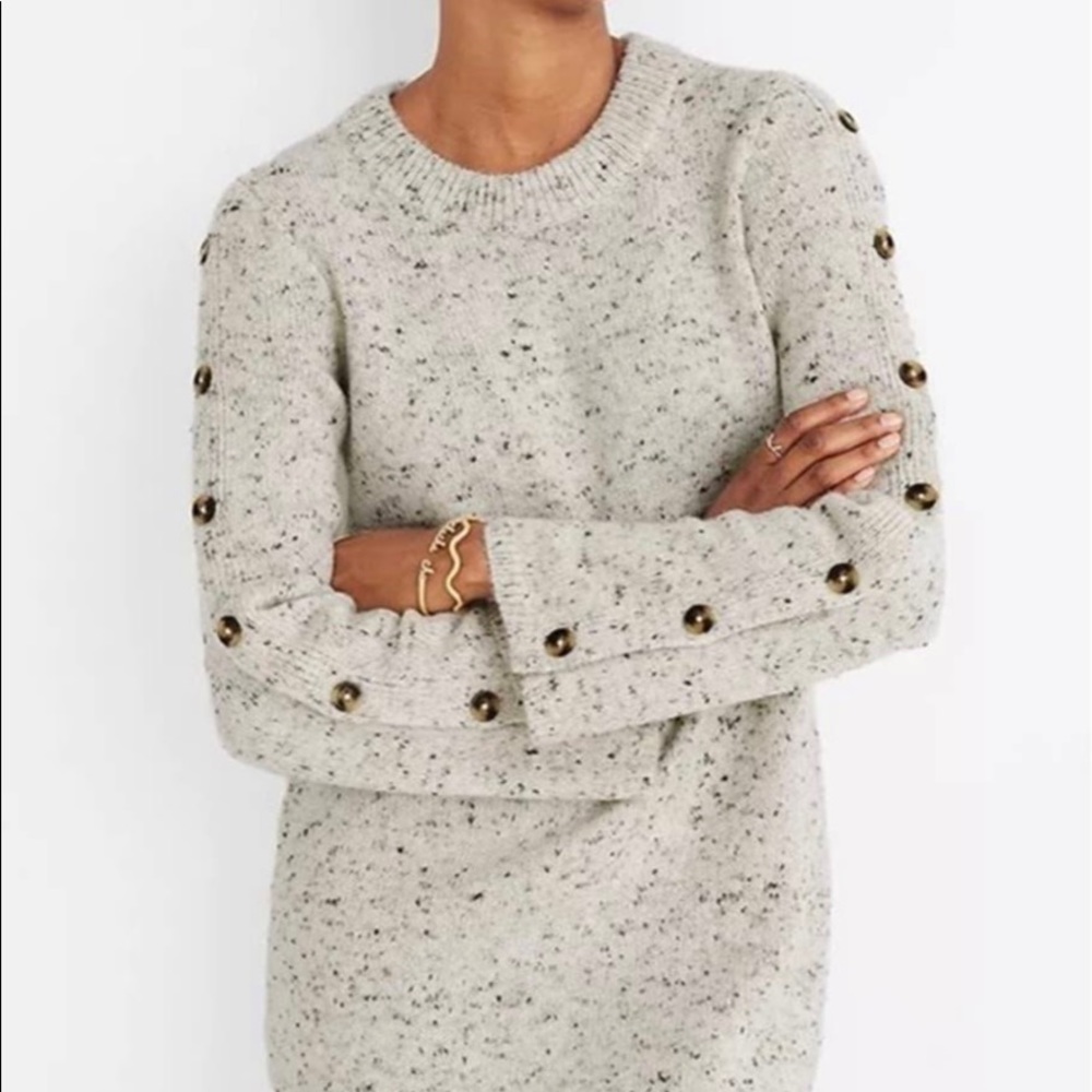 Madewell Oatmeal Sweater Dress with Button Sleaves
